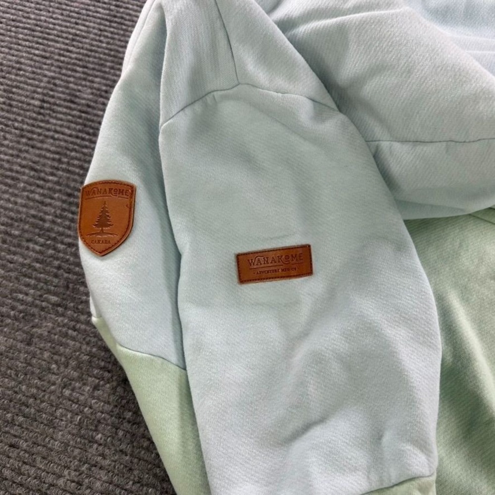 Wanakome Color Block Pullover Hoodie Womens Medium Aqua Green Mint Athleisure - Picture 7 of 11